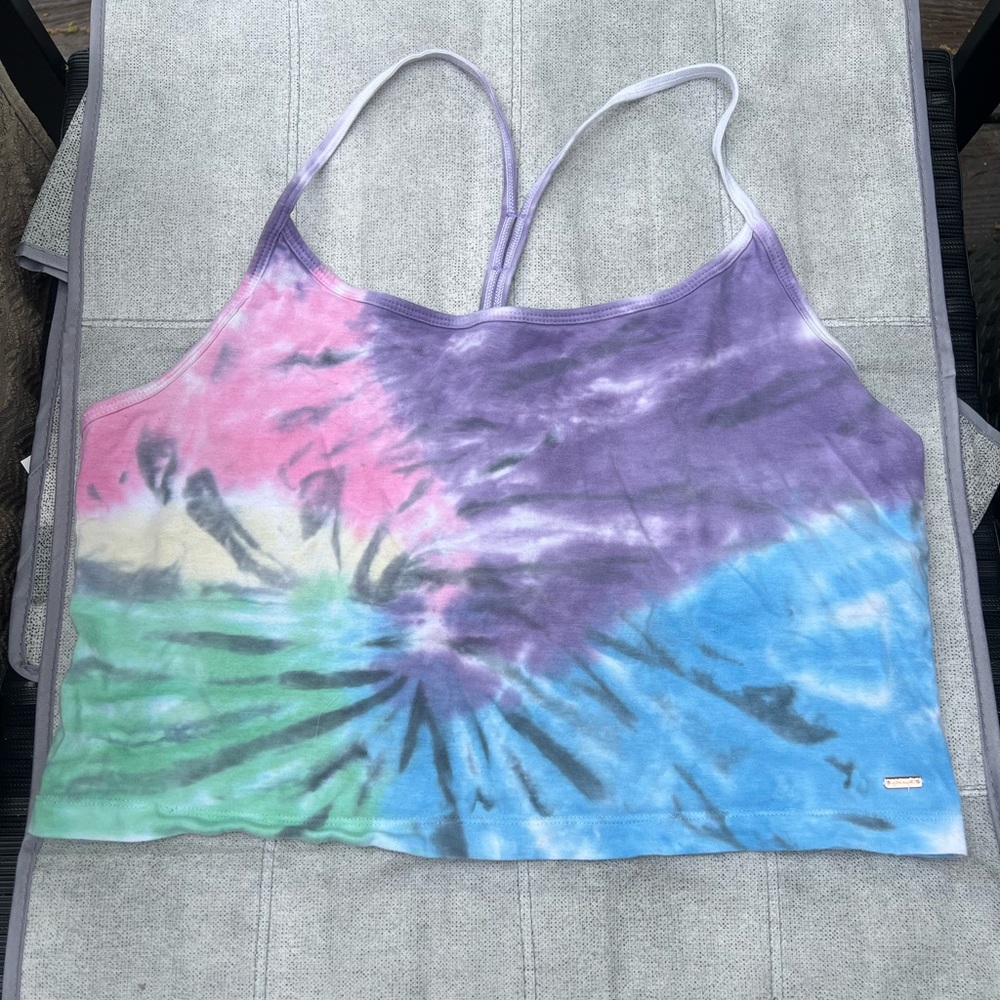 Pink Victorias Secret Tie dye crop top racer back tank XL